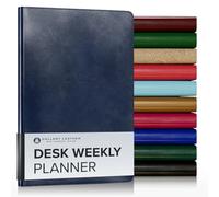 Gallery Leather Desk Weekly Monthly Planner 2026, Elegantly Bound Calendar Planner and Notebook with Stylish Gold-Gilded Page Edges, 12 Months - Acadia Navy - 8 x 5.5 "