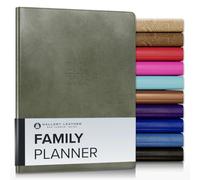 Gallery Leather Family Planner 2025-2026 for moms, Elegantly Bound Calendar Planner and Notebook with Stylish White Page Edges, 18 Months - Acadia Cactus - 9 x 7 "