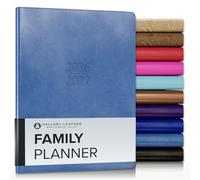 Gallery Leather Family Planner 2027 Acadia Hydrangea | for moms, Elegantly Bound Calendar Planner and Notebook with Stylish White Page Edges, 18 Months - 9x7"