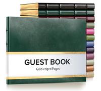 Guest Book Journal Leather Acadia Green
