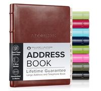 Gallery Leather Large Address Book with Alphabetical Tabs up to 480 records, Leather Notebook Hardcover, Telephone and Address Books - 9x7, Desk Address, Acadia Tan