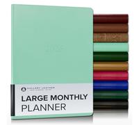 Gallery Leather Large Monthly Planner 2025-2026, Elegantly Bound Calendar Planner and Notebook with Stylish Gold-Gilded Page Edges, 18 Months - Caribbean Sea Glass - 9.75x7.5"