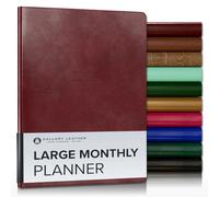 Gallery Leather Large Monthly Planner 2025-2026, Elegantly Bound Calendar Planner and Notebook with Stylish Gold-Gilded Page Edges, 18 Months - Acadia Deep Red - 9.75x7.5"