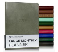 Gallery Leather Large Monthly Planner 2027, Elegantly Bound Calendar Planner and Notebook with Stylish Gold-Gilded Page Edges, 18 Months - Acadia Cactus - 9.75x7.5"