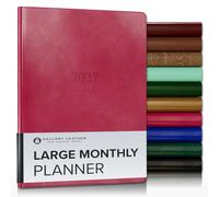 Gallery Leather Large Monthly Planner 2027, Elegantly Bound Calendar Planner and Notebook with Stylish Gold-Gilded Page Edges, 18 Months - Acadia Wild Rose - 9.75x7.5"