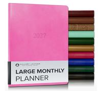 Gallery Leather Large Monthly Planner 2027, Elegantly Bound Calendar Planner and Notebook with Stylish Gold-Gilded Page Edges, 18 Months - Acadia Hope - 9.75x7.5"