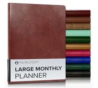 Gallery Leather Large Monthly Planner 2027, Elegantly Bound Calendar Planner and Notebook with Stylish Gold-Gilded Page Edges, 18 Months - Acadia Tan - 9.75x7.5"