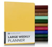 Gallery Leather Large Weekly Monthly Planner 2025-2026, Elegantly Bound Calendar Planner and Notebook with Stylish Gold-Gilded Page Edges, 12 Months - Caribbean Yellow - 9.75 x 7.5 "