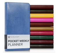 Gallery Leather Pocket Weekly Monthly Planner 2026, Elegantly Bound Calendar Planner and Notebook with Stylish Gold-Gilded Page Edges, 12 Months - Acadia Hydrangea - 6 x 3.25 "