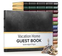 Gallery Leather Vacation Home Guest Book - Acadia Black - 7" x 9"