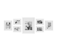 GALLERY PERFECT 7 Piece White Gallery Wall Kit Picture Frame Set with Decorative Art Prints & Hanging Template, Multi-Size