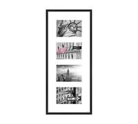 nielsen Gallery Junior Picture Frame Matt Black 25x60cm with White Mount for 4 Photos 6x4in, Float Glass and Push and Turn Clips