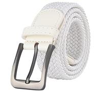 Gallery Seven Woven Elastic Braided Belt For Men - Fabric Stretch Casual Belt - white - L (40/44")