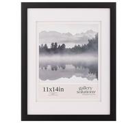 Gallery Solutions - 11"x14" - Black Frame - Double White Mat - Wall/Tabletop Display - Perfect Fit for 8"x10" Photos - Versatile Mounting Options - Rectangular Tabletop - Poster Frame