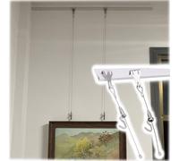 Gallery System Picture Rail Art Hanging Kit, Flexible White Picture Hanger Track with Adjustable Hooks for Museum/ Home Decor, Alu