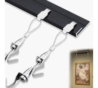 Gallery Track Picture Hanging System, Black Artwork Rail Hangers with Adjustable 2 Steel Rope & Hook, Aluminum Alloy Photo Display(45"/115cm Rail,39″/1m Cable)
