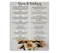 Gallery Wall Art 7 Deadly Sins and 7 Greatest Virtues Poster for Statement Living Room Decor(Unframed,08x12inch(20x30cm))