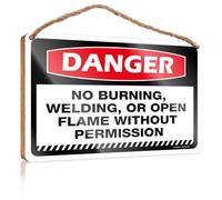 Gallery Wall Decor Wood Plaque/Wooden Board & Witchy Decor - Pictures For Bathroom Wall Decor | No Soliciting Funny, Danger No Burning, Welding, Or Open Flame Without Permission