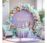 Gallety 7.2 FT Lavender Round Backdrop Cover for 5 to 7.2ft Circle Stand - Adjustable Polyester Arch Backdrop Cover for Wedding Arch Birthday Party Photography Decoration