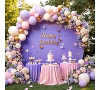 Gallety 7.2 FT Royal Purple Round Backdrop Cover for 5 to 7.2ft Circle Stand - Adjustable Polyester Arch Backdrop Cover for Wedding Arch Birthday Party Photography Decoration