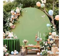 Gallety 7.2 FT Sage Green Round Backdrop Cover for 5 to 7.2ft Circle Stand - Adjustable Polyester Arch Backdrop Cover for Wedding Arch Birthday Party Photography Decoration