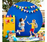 Gallety 7.2FT Royal Blue Round Backdrop Cover with Oh Baby Decal, Size Adjuster, Universal Fit for 5-7.2ft Circle Stand, Polyester Fabric Arch Cover for Wedding, Birthday Party, Photography Decor