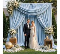 Gallety Baby Blue Backdrop Curtain for Wedding, Polyester Photo Backdrop Drapes - 40FT x 10FT Cloth Backdrop Curtain for Celebration,Stage, Social Events, Graduation,Engagement Party Decorations