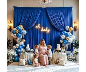 Gallety Royal Blue Backdrop Curtain for Wedding, Polyester Photo Backdrop Drapes - 40FT x 10FT Cloth Backdrop Curtain for Celebration,Stage, Social Events, Graduation,Engagement Party Decorations
