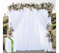 Gallety White Backdrop Curtain for Wedding, Polyester Photography Backdrop Drapes - 30FT x 10FT White Drapes with Rod Pockets for Celebration,Birthday,Event,Graduation Party Decorations