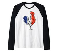 Gallic Rooster France Flag Vintage Mascot Raglan Baseball Tee