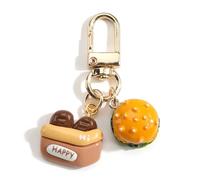 Gallkeat Cartoon Food Keychain with Cute Hamburger and Fries Charms, Bag Pendant Accessory Christmas Birthday Gift for Family Friends Women Men (A)