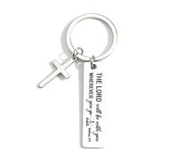Gallkeat Christian Keyring, Inspirational Bible Verse Keychain, Religious Keyring with Cross, Prayer Present for Birthday Graduation Easter Christmas Communion (Rectangular B)