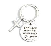 Gallkeat Christian Keyring, Inspirational Bible Verse Keychain, Religious Keyring with Cross, Prayer Present for Birthday Graduation Easter Christmas Communion (Round B)