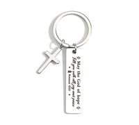 Gallkeat Christian Keyring, Inspirational Bible Verse Keychain, Religious Keyring with Cross, Prayer Present for Birthday Graduation Easter Christmas Communion (Rectangular A)