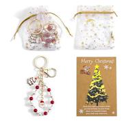 Gallkeat Christmas Keychain Gifts, Santa Snowflake Gingerbread Man Keyring with Greeting Card, Christmas Ornaments, Xmas Party Favors Gifts Stocking Stuffers for Kids Girls Adults Family (B)