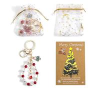 Gallkeat Christmas Keychain Gifts, Santa Snowflake Gingerbread Man Keyring with Greeting Card, Christmas Ornaments, Xmas Party Favors Gifts Stocking Stuffers for Kids Girls Adults Family (A)