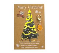 Gallkeat Christmas Keychain Gifts, Santa Snowflake Gingerbread Man Keyring with Greeting Card, Christmas Ornaments, Xmas Party Favors Gifts Stocking Stuffers for Kids Girls Adults (C)