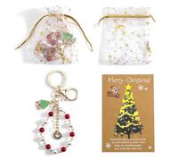 Gallkeat Christmas Keychain Gifts, Santa Snowflake Gingerbread Man Keyring with Greeting Card, Christmas Ornaments, Xmas Party Favors Gifts Stocking Stuffers for Kids Girls Adults Family (D)
