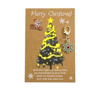 Gallkeat Christmas Keychain Gifts, Santa Snowflake Gingerbread Man Keyring with Greeting Card, Christmas Ornaments, Xmas Party Favors Gifts Stocking Stuffers for Kids Girls Adults (A)