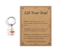 Gallkeat Crystal Keychain Good Luck Moonstone Keyring with Encouragement Card Healing Appreciation Inspirational New Job Gifts for Coworker, Friends, Boss, Teachers, Family (C)