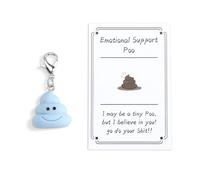 Gallkeat Funny Poo keychain Emotion Support Positive Keyrings with Card Bag Charm Backpack Accessories Inspirational Gifts for Women Men coworkers Friend (blue)