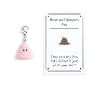 Gallkeat Funny Poo keychain Emotion Support Positive Keyrings with Card Bag Charm Backpack Accessories Inspirational Gifts for Women Men coworkers Friend (pink)