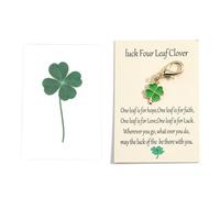 Gallkeat Good Luck Keychain 4 Leaf Clover Keyring with Card and Bookmark Congratulations Inspirational Gifts for New Beginnings, Exams, New Job, Family, Friends, Colleague, Students