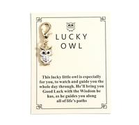 Gallkeat Good Luck Keychain Owl Keyring with Inspirational Card Congratulations Inspirational Gifts for New Beginnings, Exams, New Job, Family, Friends, Colleague, Students (White)