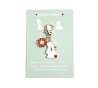 Gallkeat Inspirational Gifts for Women, Pocket Hug, Bunny Keychain with Encouragement Card, Appreciation Gifts for Family Friend Her Colleague Coworker Boss (Red)