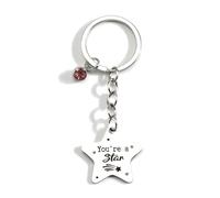 Gallkeat Inspirational Star Keychains Class End of Year Term Gifts You're a Star Graduation Pupil Gifts for School Leavers Teachers Students Children (Pink)