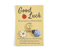 Gallkeat Lucky Animal Keychain Ladybug Daisy Keyring with 1 Good Luck Card Decorative Pendant for Women's Handbags Christmas Birthday Gift for Family Friends Women Men (blue)