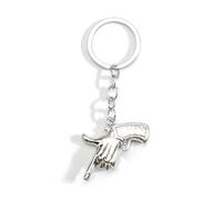 Gallkeat Mini Pistol Keychain Creative Gestures Metal Fake Gun Keyring Bag Charm Collection Pendant Gifts for Gun Lovers Army Men Dad (Silver)
