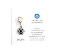 Gallkeat Turkish Evil Eye Keychain, Blue Evil Eyes Charm Keychains with 1 Good Luck Card, Lucky Bag Charm for Women's Handbags (Gold C)
