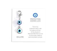 Gallkeat Turkish Evil Eye Keychain, Blue Evil Eyes Charm Keychains with 1 Good Luck Card, Lucky Bag Charm for Women's Handbags (Double B)